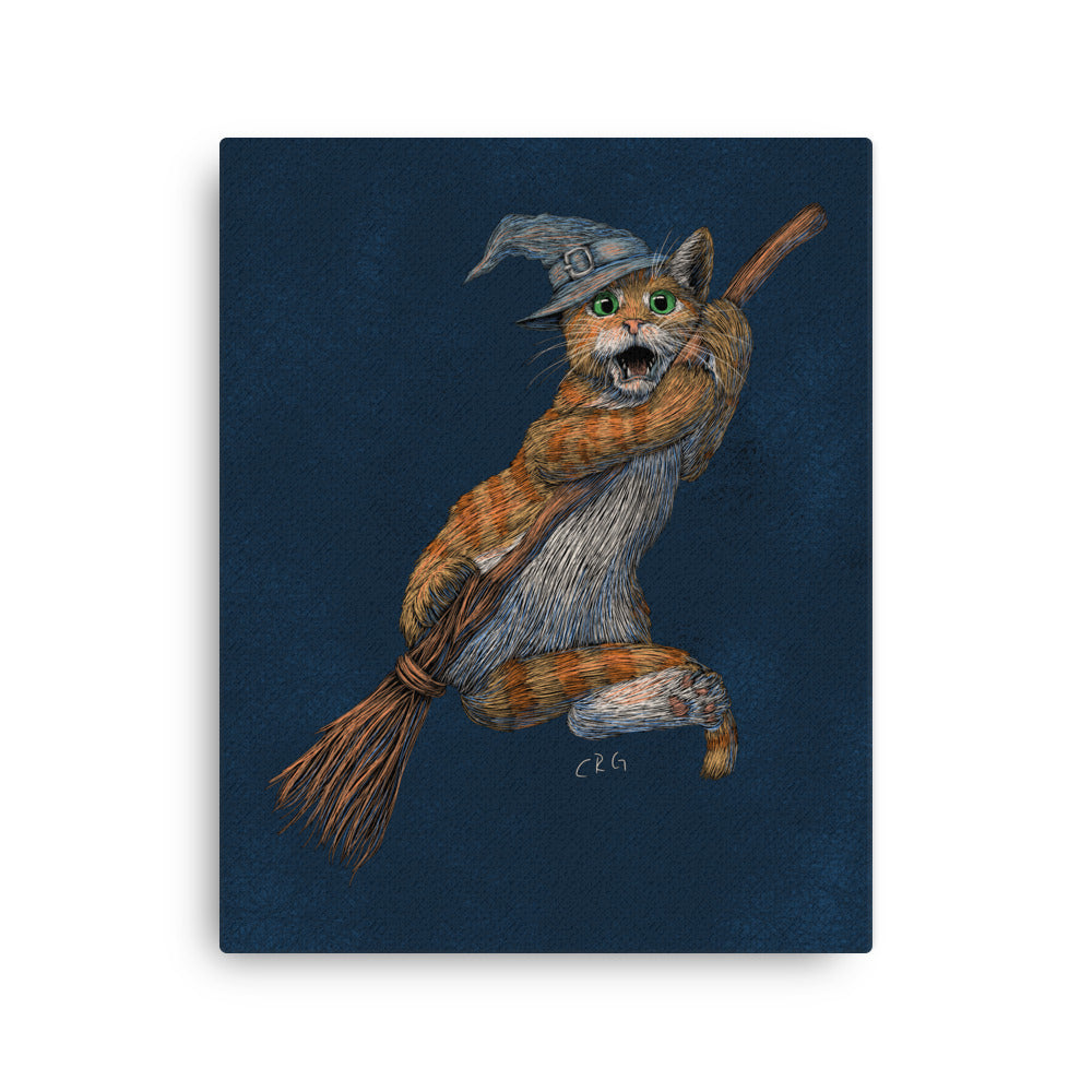 Cat Witch Falling Off a Broom Stick, 2023