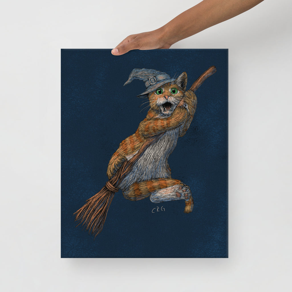 Cat Witch Falling Off a Broom Stick, 2023