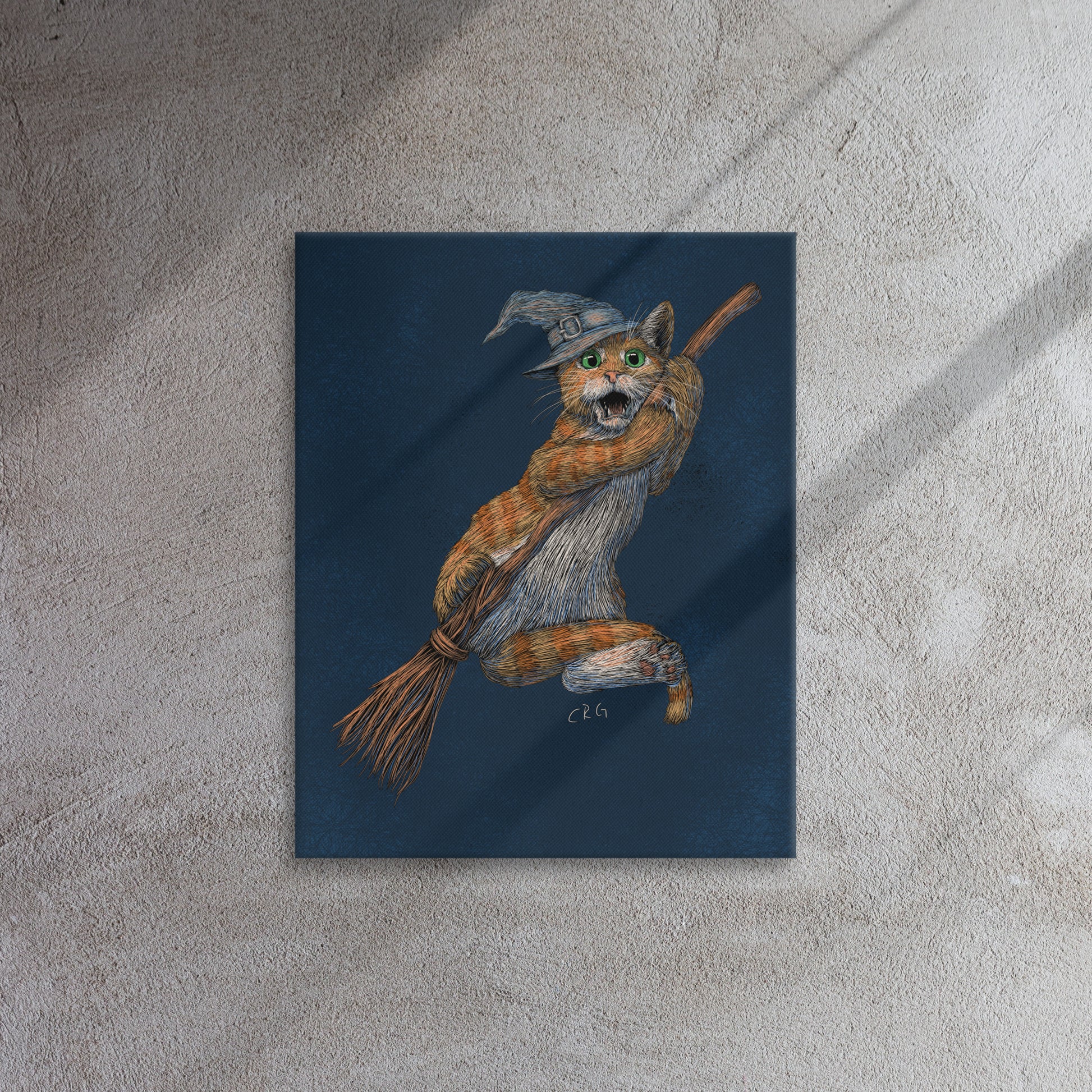 Cat Witch Falling Off a Broom Stick, 2023