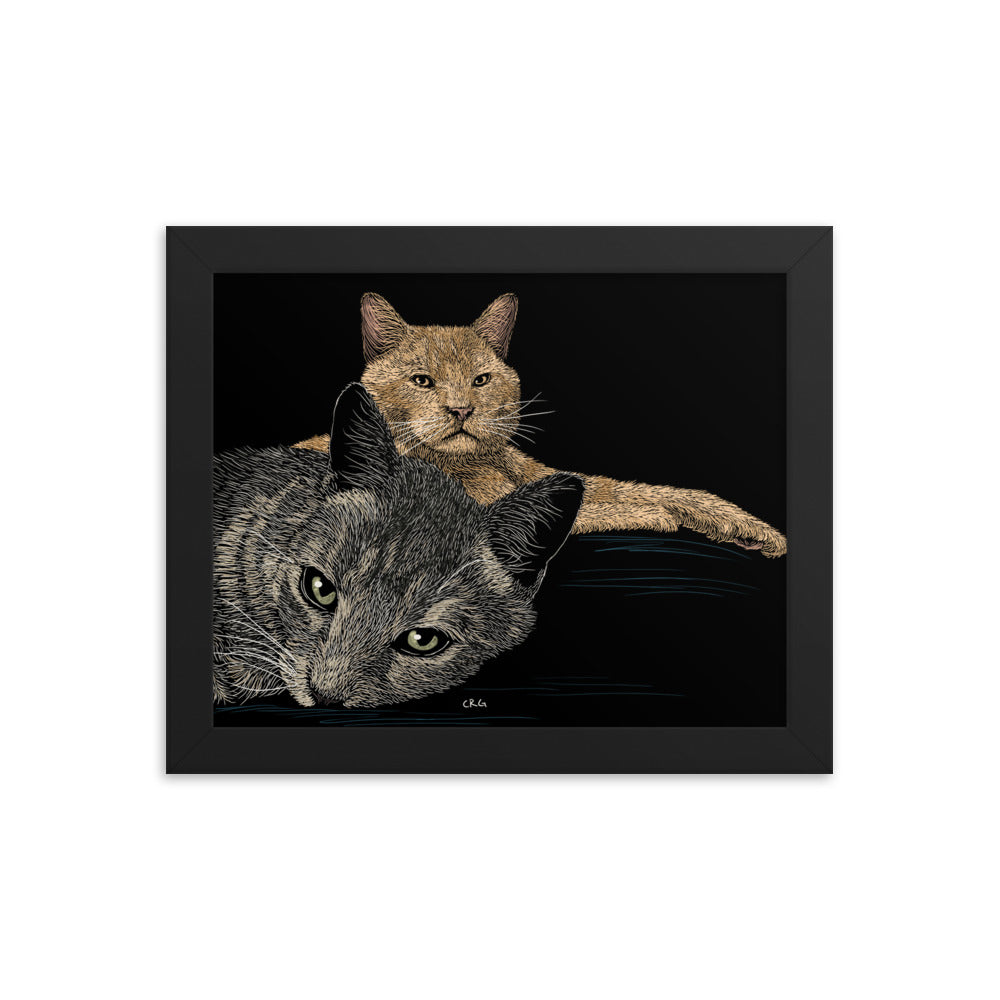 Custom Pet Portrait Framed Art Print (Up to 3 Pets/Figures)