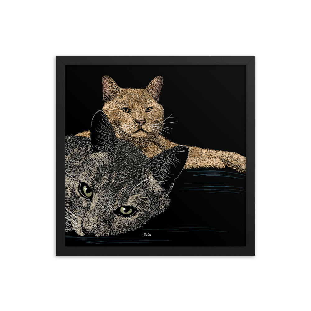 Custom Pet Portrait Framed Art Print (Up to 3 Pets/Figures)