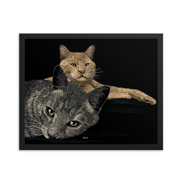 Custom Pet Portrait Framed Art Print (Up to 3 Pets/Figures)